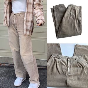 TIMELESS Vintage Neutral Tan Straight Leg Oversized Corduroy‎ Pants